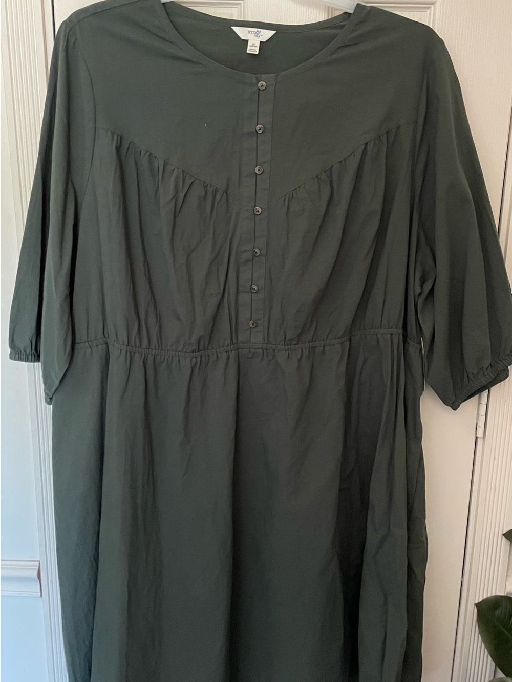 Terra & Sky  Olive Green Button-Front Midi Dress plus 3x Women’s NWT